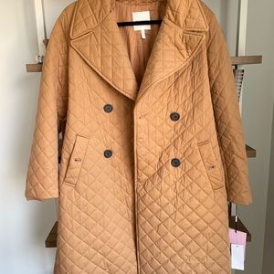 Avec Les Filles Quilted Trench Coat in Camel
